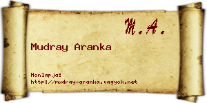 Mudray Aranka névjegykártya